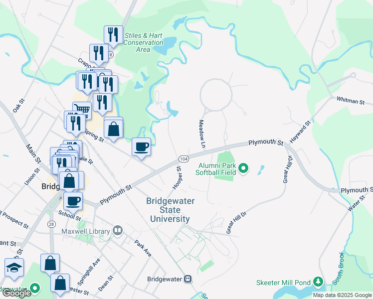 map of restaurants, bars, coffee shops, grocery stores, and more near 8 Association Avenue in Bridgewater