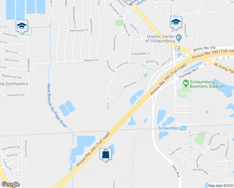 map of restaurants, bars, coffee shops, grocery stores, and more near 1934 Heron Avenue in Schaumburg