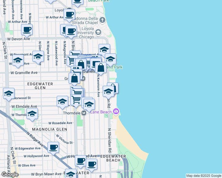 map of restaurants, bars, coffee shops, grocery stores, and more near in Chicago