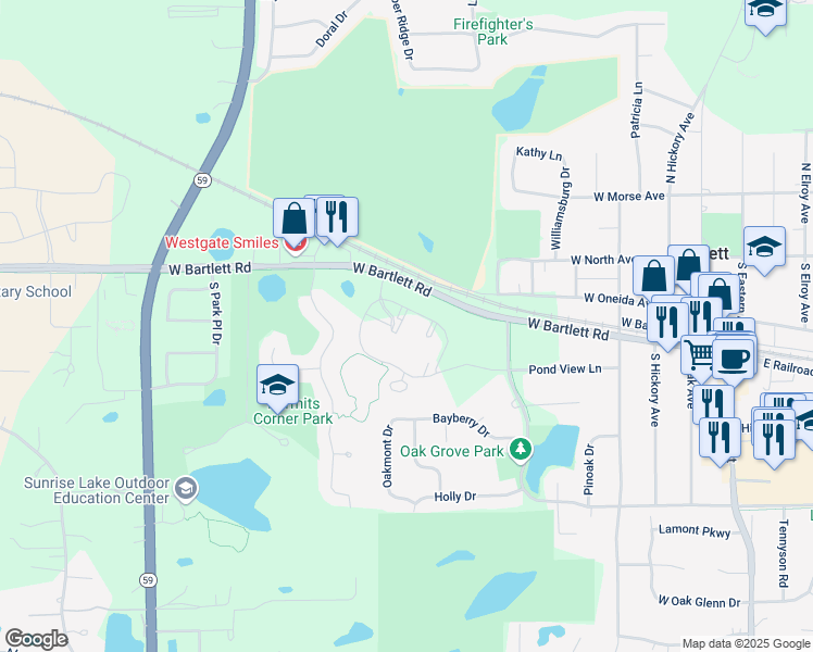 map of restaurants, bars, coffee shops, grocery stores, and more near 829 Carillon Drive in Bartlett