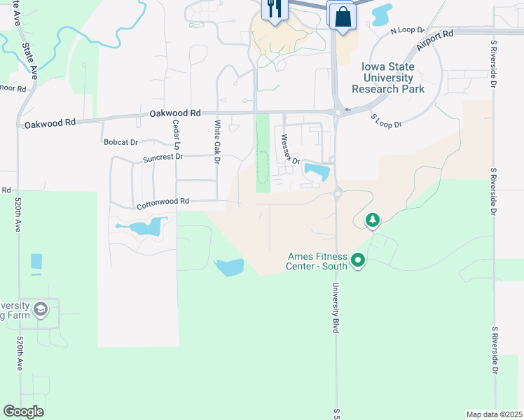 map of restaurants, bars, coffee shops, grocery stores, and more near 3315 Aurora Avenue in Ames