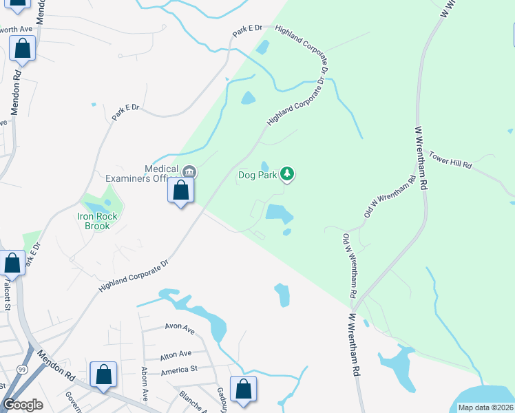 map of restaurants, bars, coffee shops, grocery stores, and more near 220 Highland Corporate Drive in Cumberland