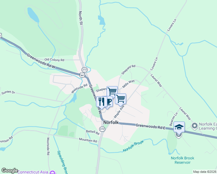 map of restaurants, bars, coffee shops, grocery stores, and more near 25 Shepard Road in Norfolk