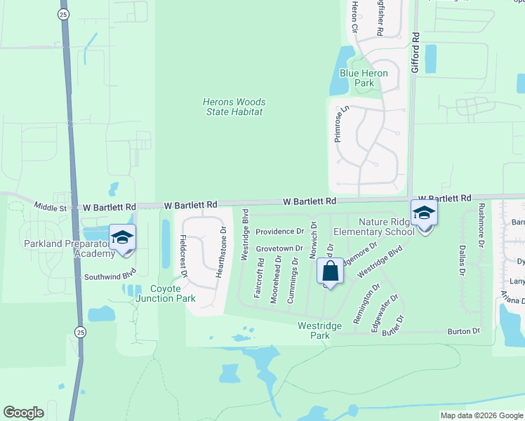 map of restaurants, bars, coffee shops, grocery stores, and more near 2068 Norwich Drive in Bartlett