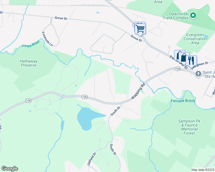 map of restaurants, bars, coffee shops, grocery stores, and more near 19 Brookings Drive in Kingston