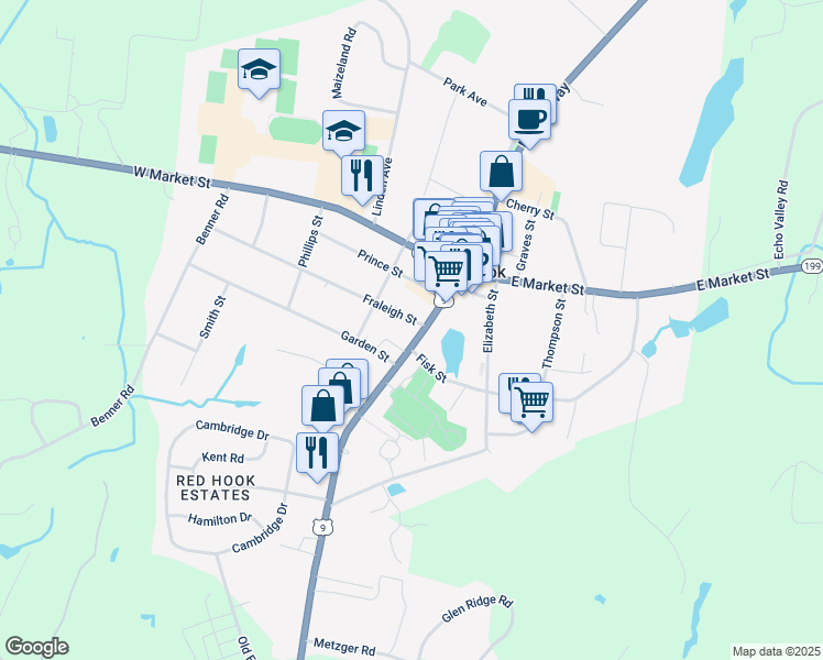 map of restaurants, bars, coffee shops, grocery stores, and more near 9 Fraleigh Street in Red Hook