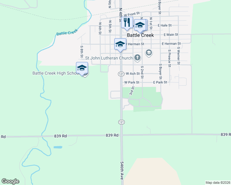 map of restaurants, bars, coffee shops, grocery stores, and more near 700 South 4th Street in Battle Creek