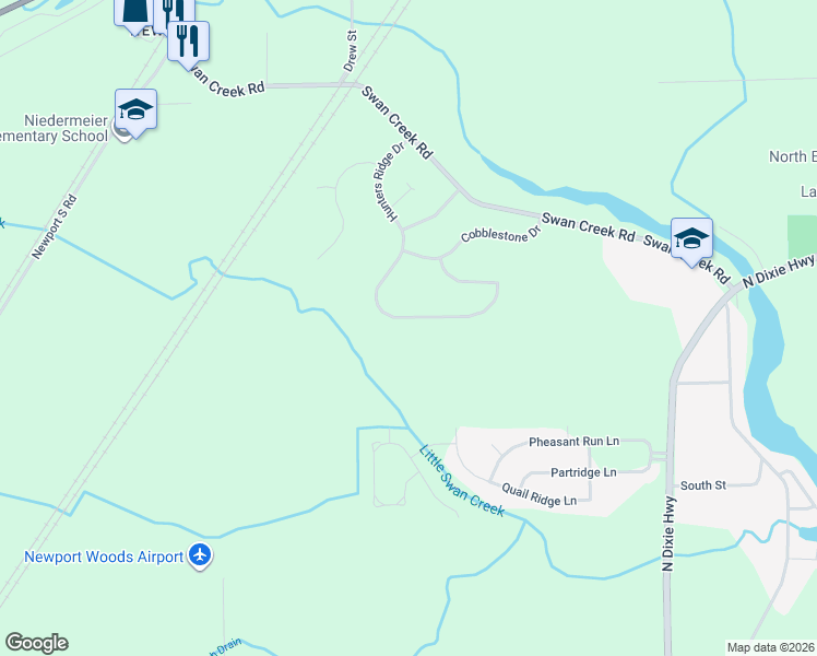 map of restaurants, bars, coffee shops, grocery stores, and more near 8163 Hunters Ridge Drive in Charter Township of Berlin