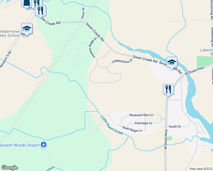 map of restaurants, bars, coffee shops, grocery stores, and more near 8094 Hunters Ridge Drive in Charter Township of Berlin