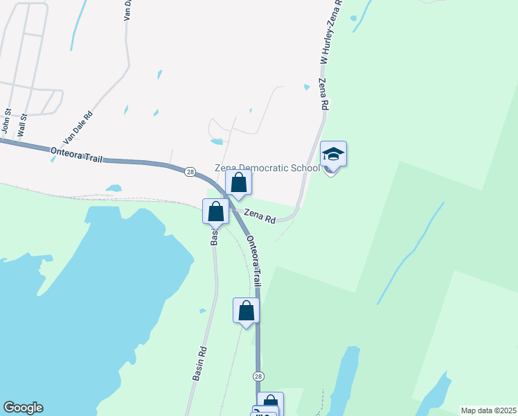 map of restaurants, bars, coffee shops, grocery stores, and more near 19 Zena Rd in Kingston