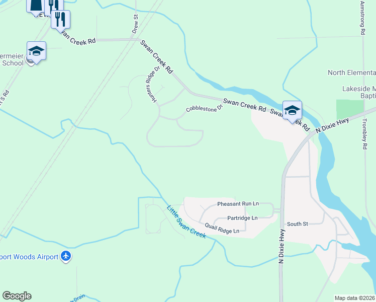 map of restaurants, bars, coffee shops, grocery stores, and more near 8082 Hunters Ridge Drive in Charter Township of Berlin