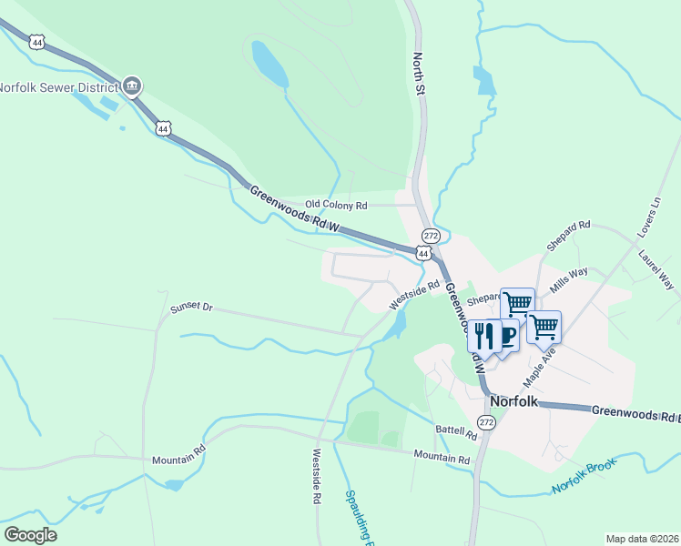 map of restaurants, bars, coffee shops, grocery stores, and more near 25 Blackberry Street in Litchfield County