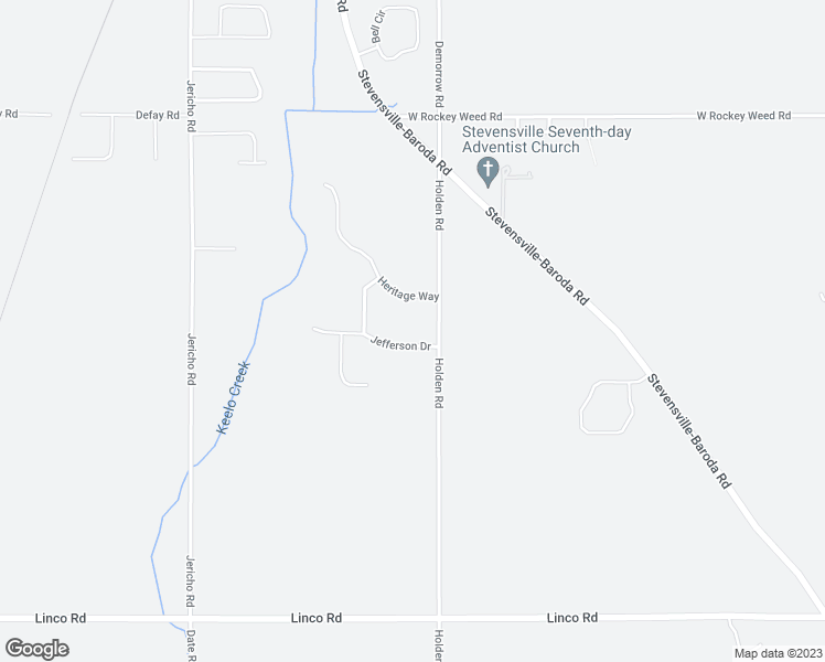 map of restaurants, bars, coffee shops, grocery stores, and more near 2547 Jefferson Drive in Stevensville