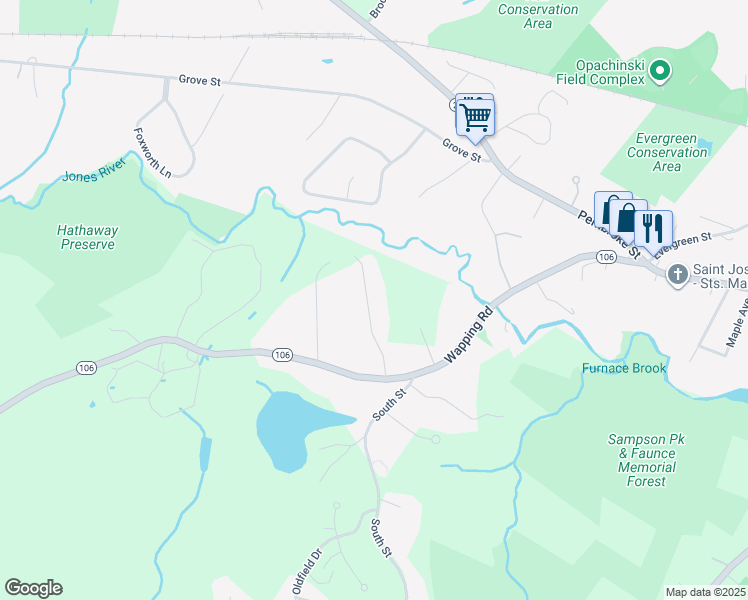 map of restaurants, bars, coffee shops, grocery stores, and more near 19 Brookings Drive in Kingston