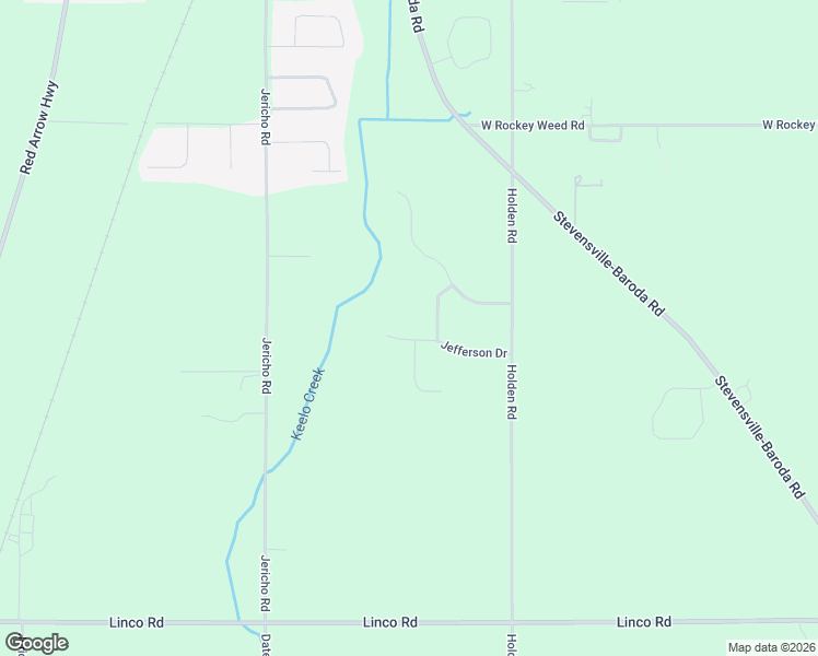 map of restaurants, bars, coffee shops, grocery stores, and more near 2677 Jefferson Drive in Stevensville