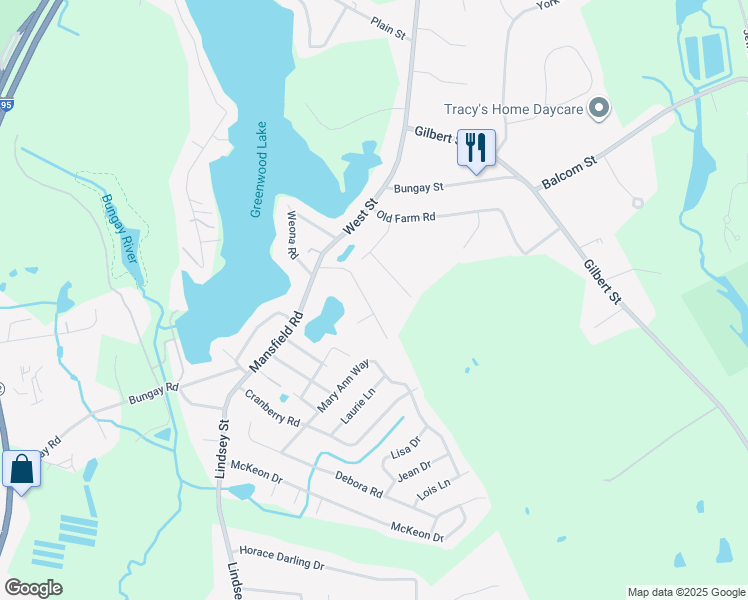 map of restaurants, bars, coffee shops, grocery stores, and more near 62 Peters Way in North Attleborough