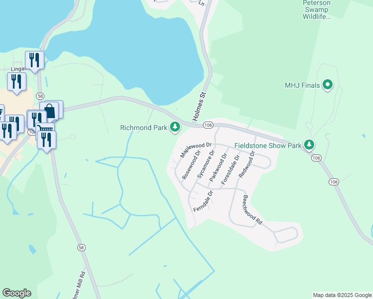 map of restaurants, bars, coffee shops, grocery stores, and more near Maplewood Drive in Halifax