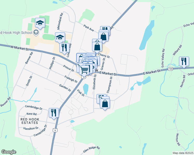 map of restaurants, bars, coffee shops, grocery stores, and more near 79 Elizabeth Street in Red Hook