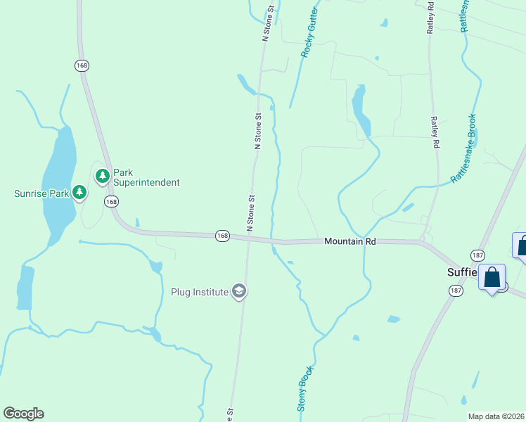 map of restaurants, bars, coffee shops, grocery stores, and more near 42 North Stone Street in Suffield