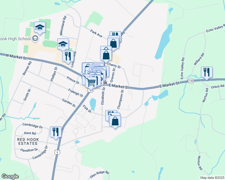 map of restaurants, bars, coffee shops, grocery stores, and more near 79 Elizabeth Street in Red Hook
