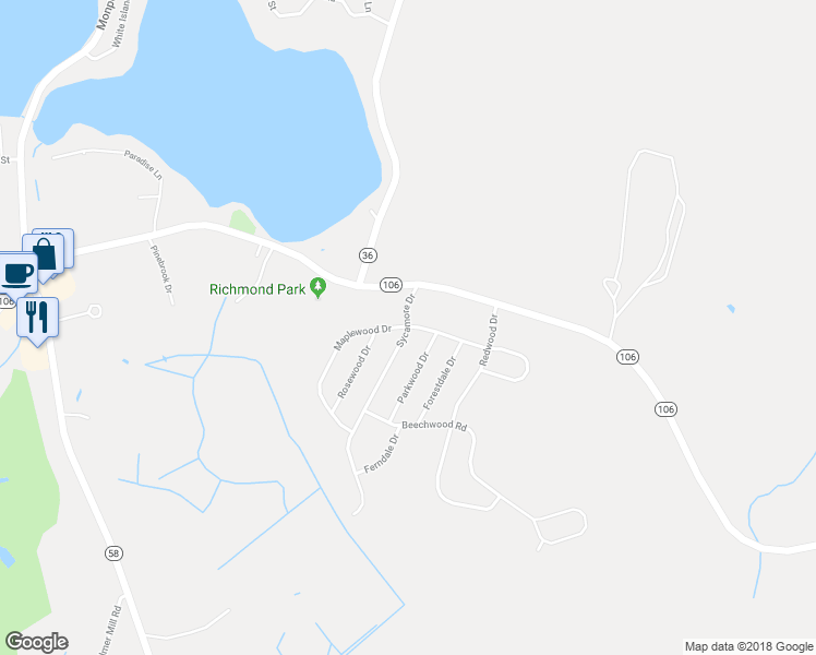 map of restaurants, bars, coffee shops, grocery stores, and more near Maplewood Drive in Halifax