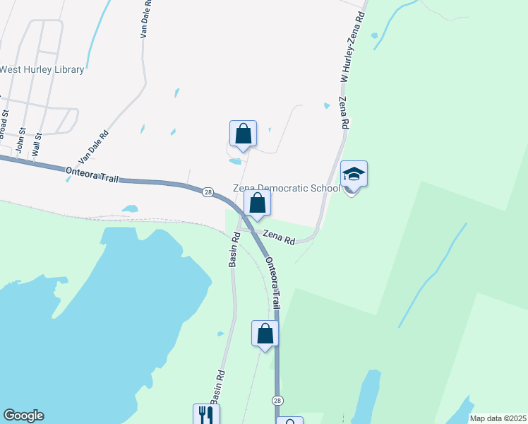 map of restaurants, bars, coffee shops, grocery stores, and more near 19 Zena Rd in Kingston