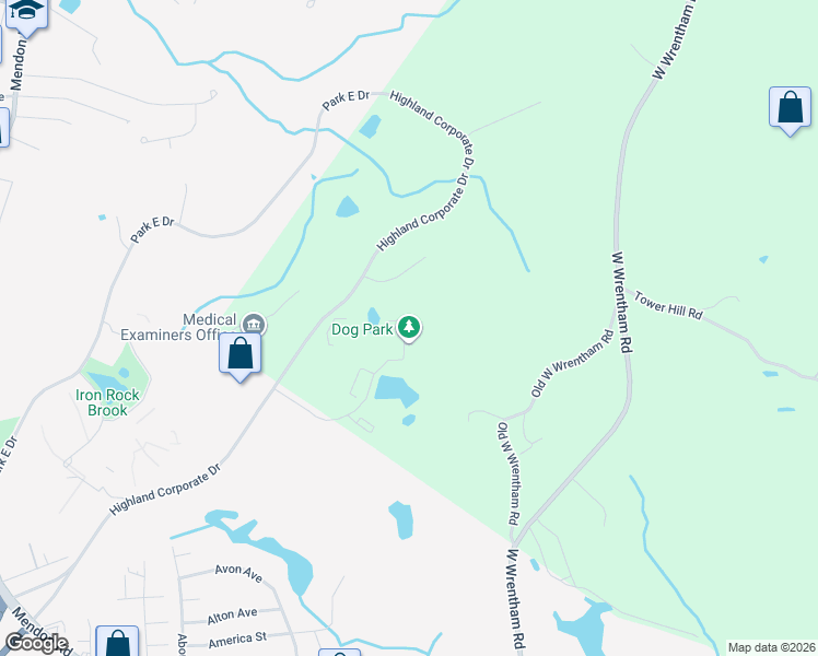 map of restaurants, bars, coffee shops, grocery stores, and more near 280 Highland Corporate Drive in Cumberland