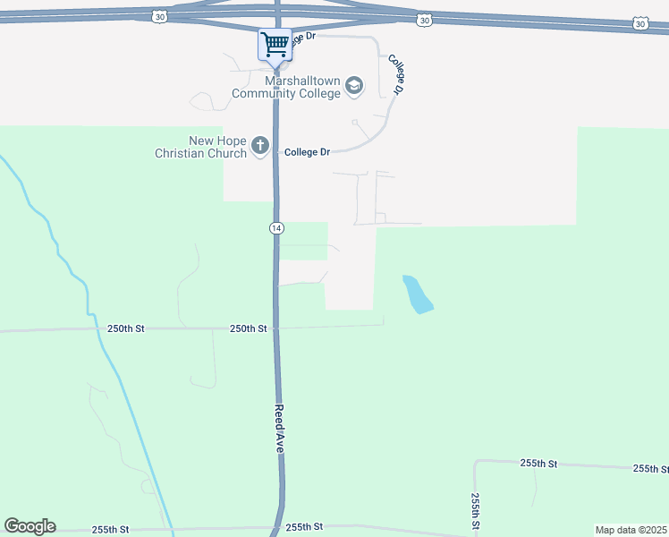 map of restaurants, bars, coffee shops, grocery stores, and more near 2639-2699 250th Street in Marshalltown