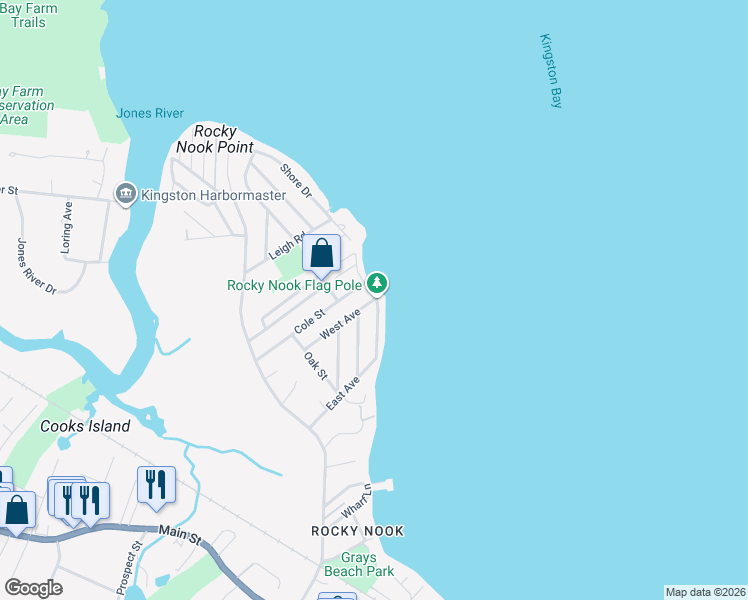 map of restaurants, bars, coffee shops, grocery stores, and more near 2 West Avenue in Kingston