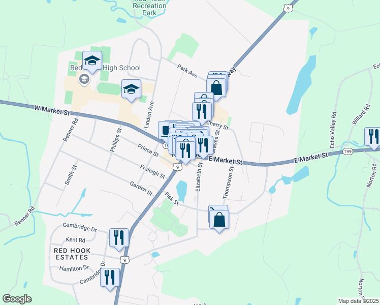 map of restaurants, bars, coffee shops, grocery stores, and more near in Red Hook