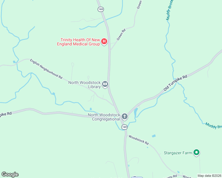 map of restaurants, bars, coffee shops, grocery stores, and more near 1281 Connecticut 169 in Woodstock
