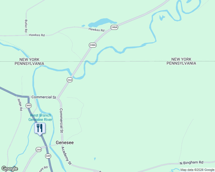map of restaurants, bars, coffee shops, grocery stores, and more near 176 Commercial Street in Genesee