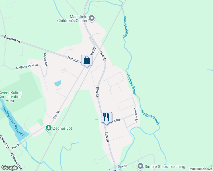 map of restaurants, bars, coffee shops, grocery stores, and more near 5 Janet Lane in Mansfield