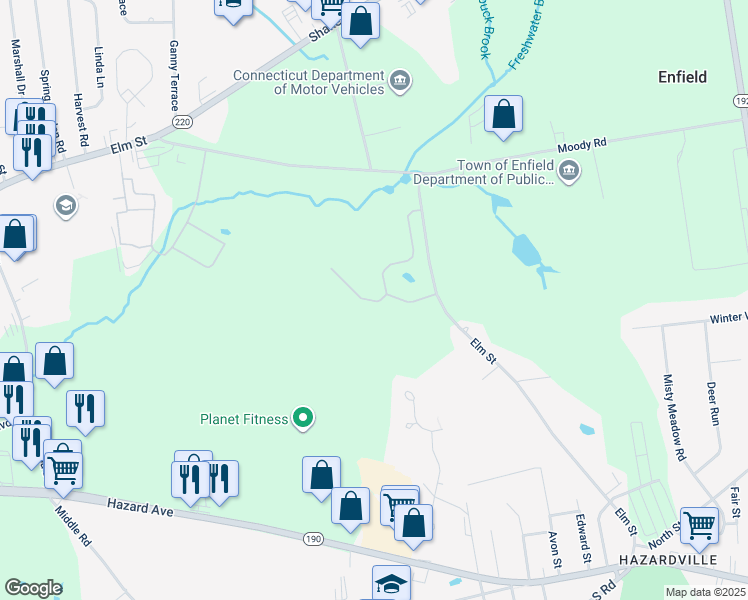 map of restaurants, bars, coffee shops, grocery stores, and more near 23 Partridge Run in Enfield