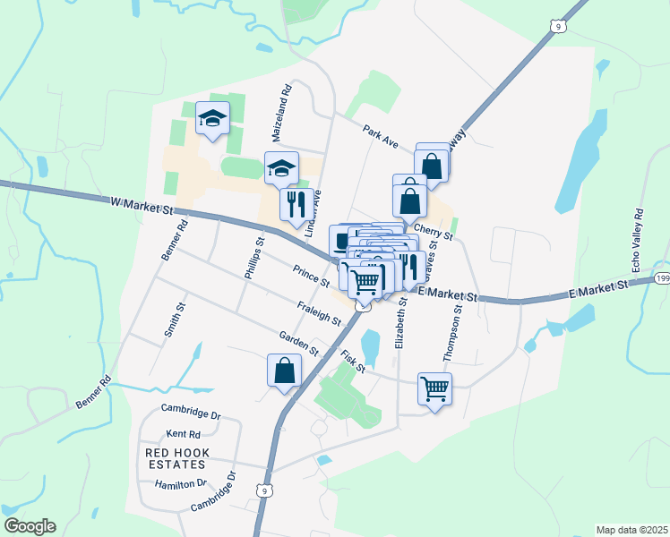 map of restaurants, bars, coffee shops, grocery stores, and more near 4 Church Street in Red Hook