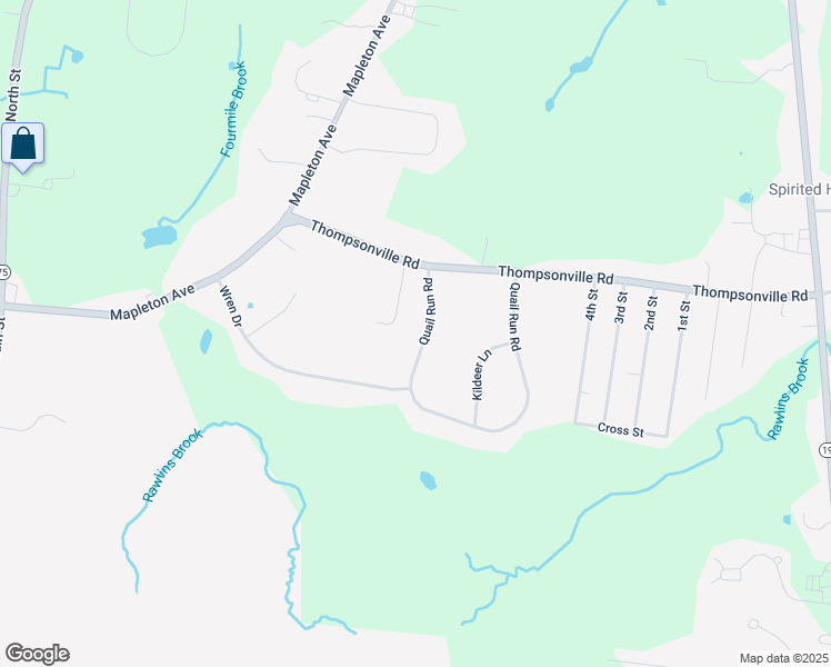 map of restaurants, bars, coffee shops, grocery stores, and more near 72 Quail Run Road in Suffield