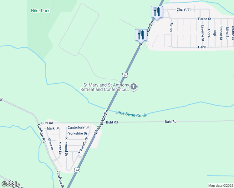map of restaurants, bars, coffee shops, grocery stores, and more near 8366 North Telegraph Road in Monroe County