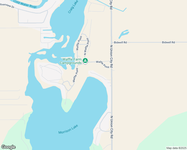 map of restaurants, bars, coffee shops, grocery stores, and more near 269 Waffle Drive in Coldwater