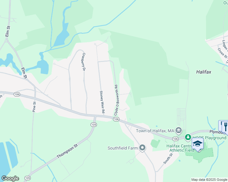 map of restaurants, bars, coffee shops, grocery stores, and more near 42 Clyde O Bosworth Road in Halifax