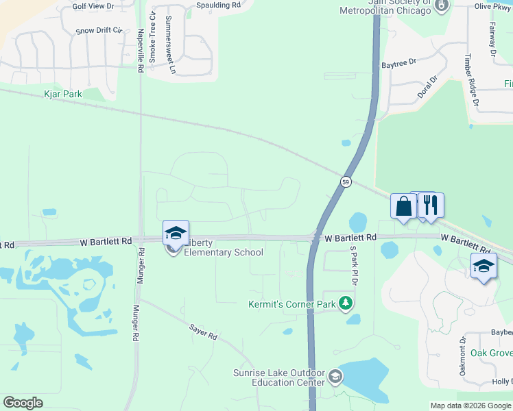 map of restaurants, bars, coffee shops, grocery stores, and more near in Bartlett