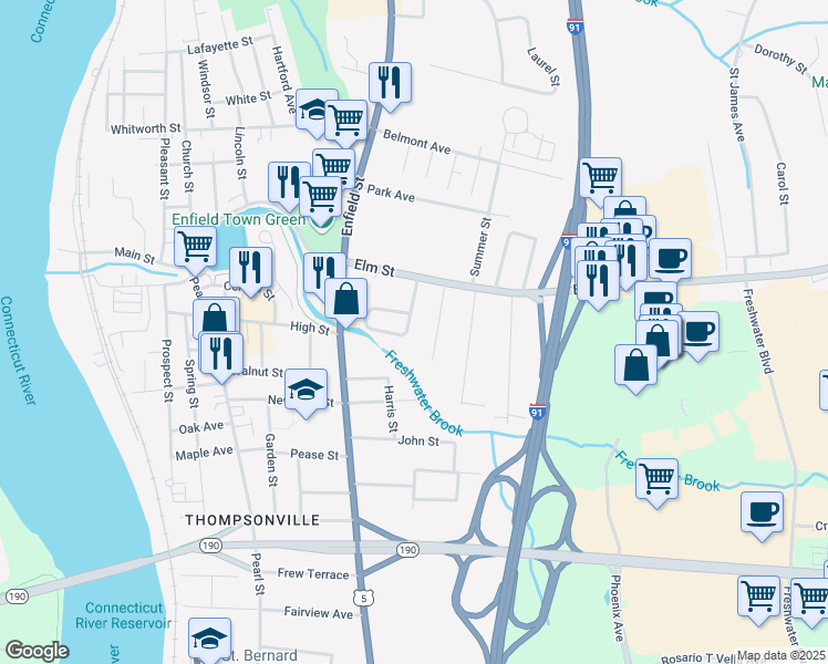 map of restaurants, bars, coffee shops, grocery stores, and more near 11 D'Annunzio Avenue in Enfield