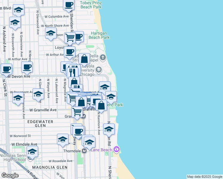 map of restaurants, bars, coffee shops, grocery stores, and more near in Chicago