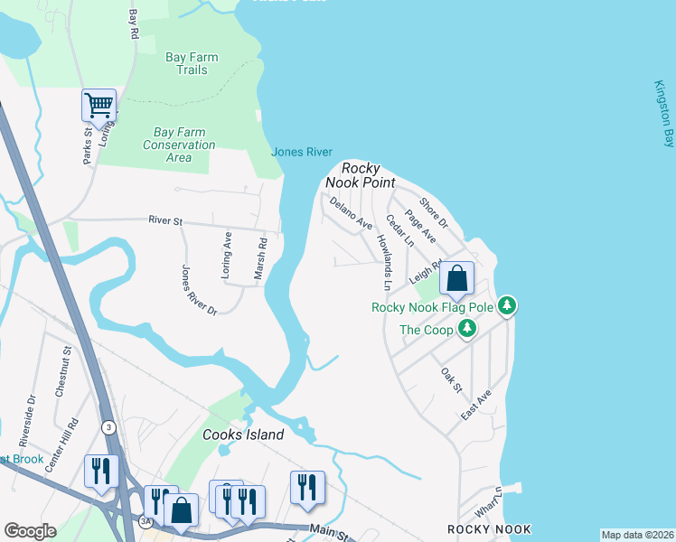 map of restaurants, bars, coffee shops, grocery stores, and more near 11 Atwood Street in Kingston