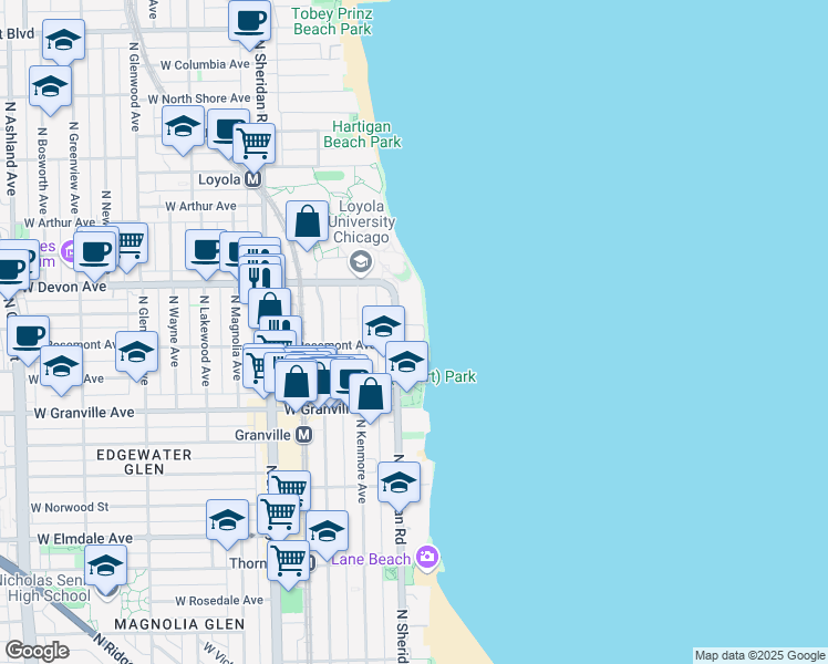 map of restaurants, bars, coffee shops, grocery stores, and more near in Chicago