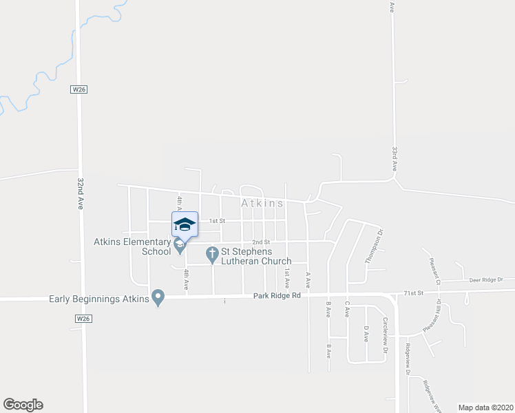 map of restaurants, bars, coffee shops, grocery stores, and more near 74 2nd Street in Atkins