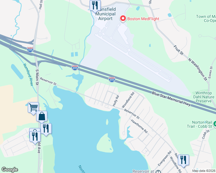 map of restaurants, bars, coffee shops, grocery stores, and more near 28 Azalea Road in Mansfield