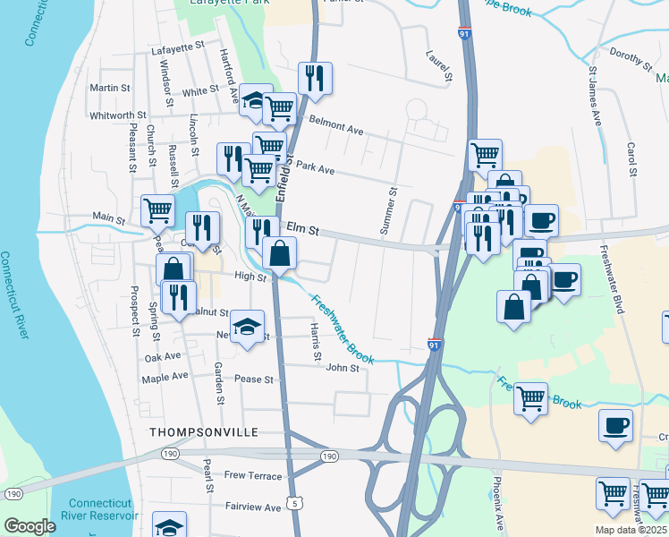 map of restaurants, bars, coffee shops, grocery stores, and more near 11 D'Annunzio Avenue in Enfield