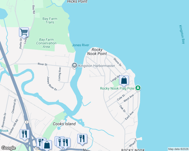 map of restaurants, bars, coffee shops, grocery stores, and more near 11 Atwood Street in Kingston