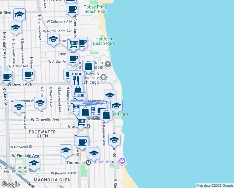 map of restaurants, bars, coffee shops, grocery stores, and more near in Chicago
