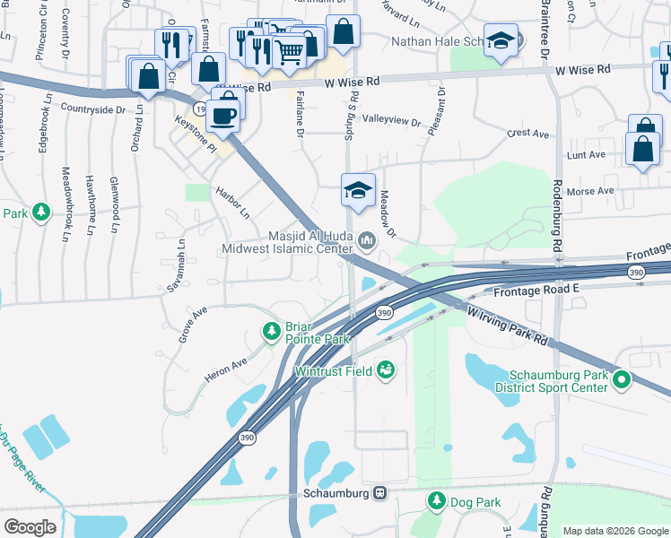 map of restaurants, bars, coffee shops, grocery stores, and more near 1978 Gary Court in Schaumburg